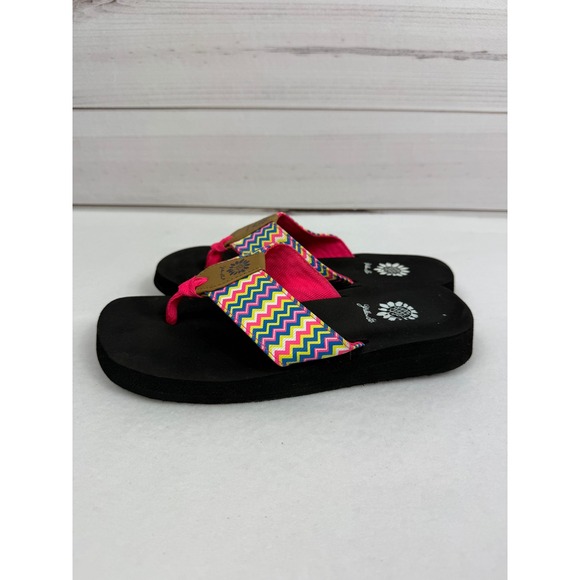 Yellow‎ Box Chevorn Flip Flop Sandals Bright Colorful Size 6 - Picture 3 of 5